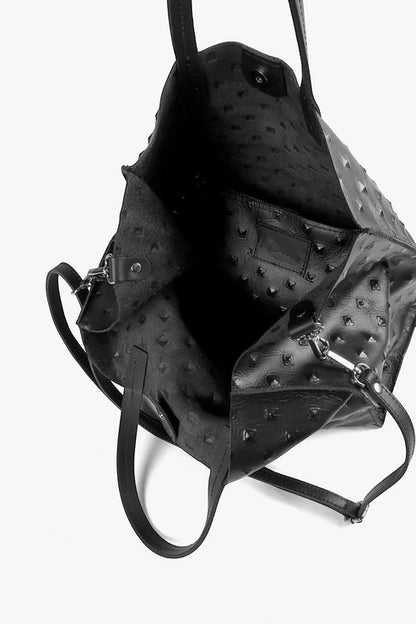 All Black Pebble Leather Tote - Essential Elements Chicago