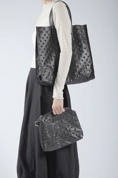 All Black Pebble Leather Tote - Essential Elements Chicago