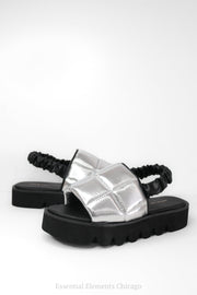 All Black Puffy Round Lugg Sandal - Essential Elements Chicago