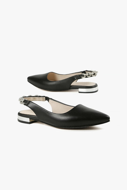 All Black Royal Slingback Flat - Essential Elements Chicago