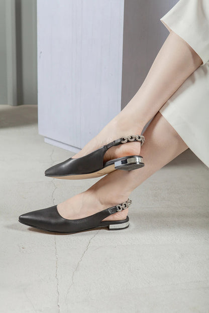 All Black Royal Slingback Flat - Essential Elements Chicago