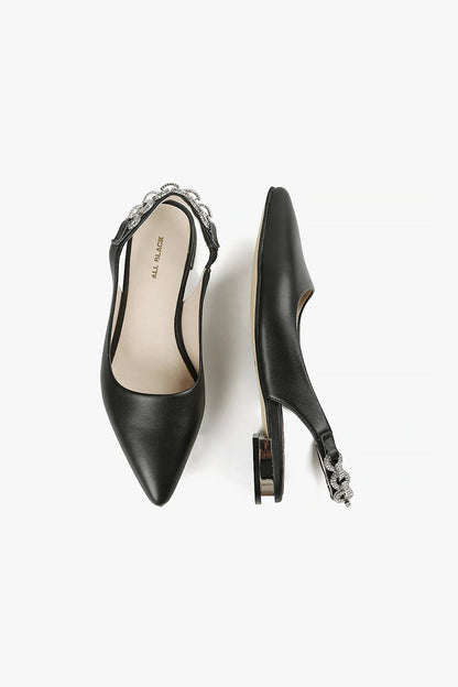 All Black Royal Slingback Flat - Essential Elements Chicago