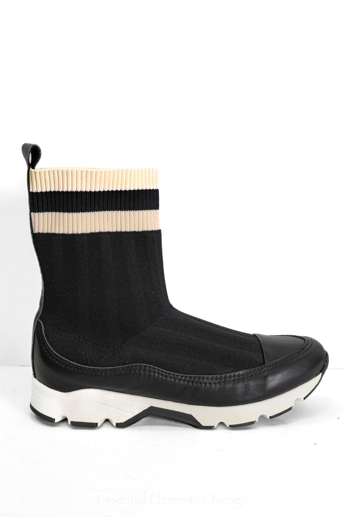 All Black Stripey Sock Bootie - Essential Elements Chicago