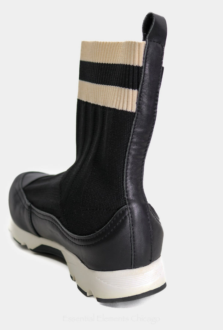 All Black Stripey Sock Bootie - Essential Elements Chicago