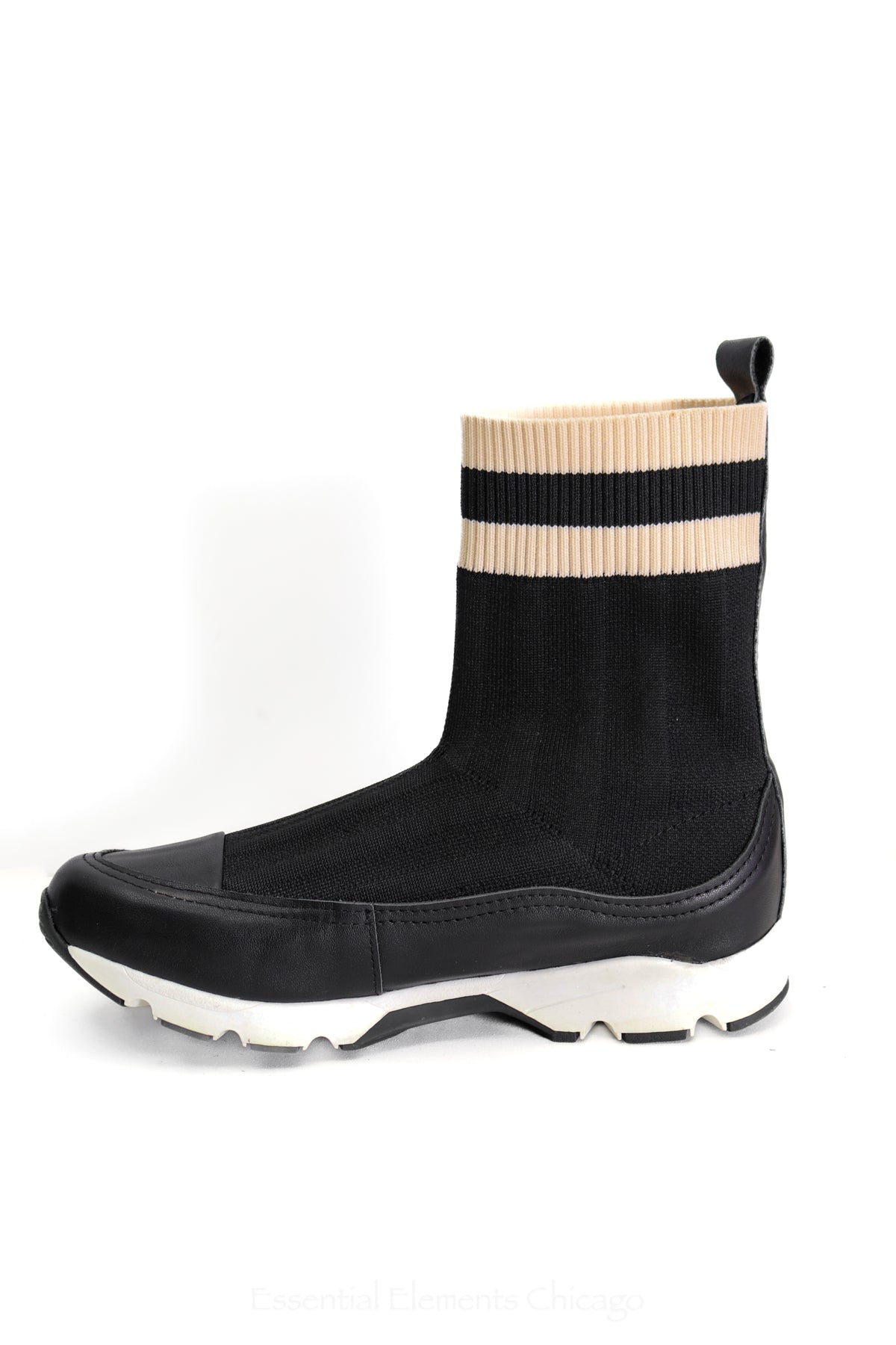 All Black Stripey Sock Bootie - Essential Elements Chicago