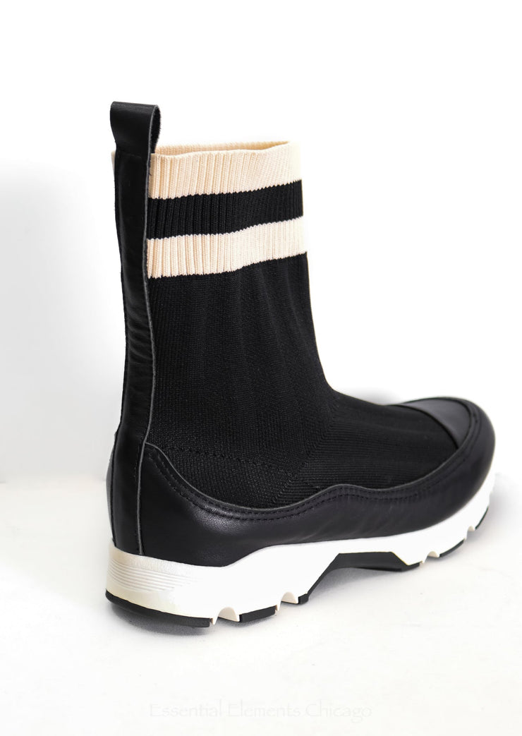 All Black Stripey Sock Bootie - Essential Elements Chicago