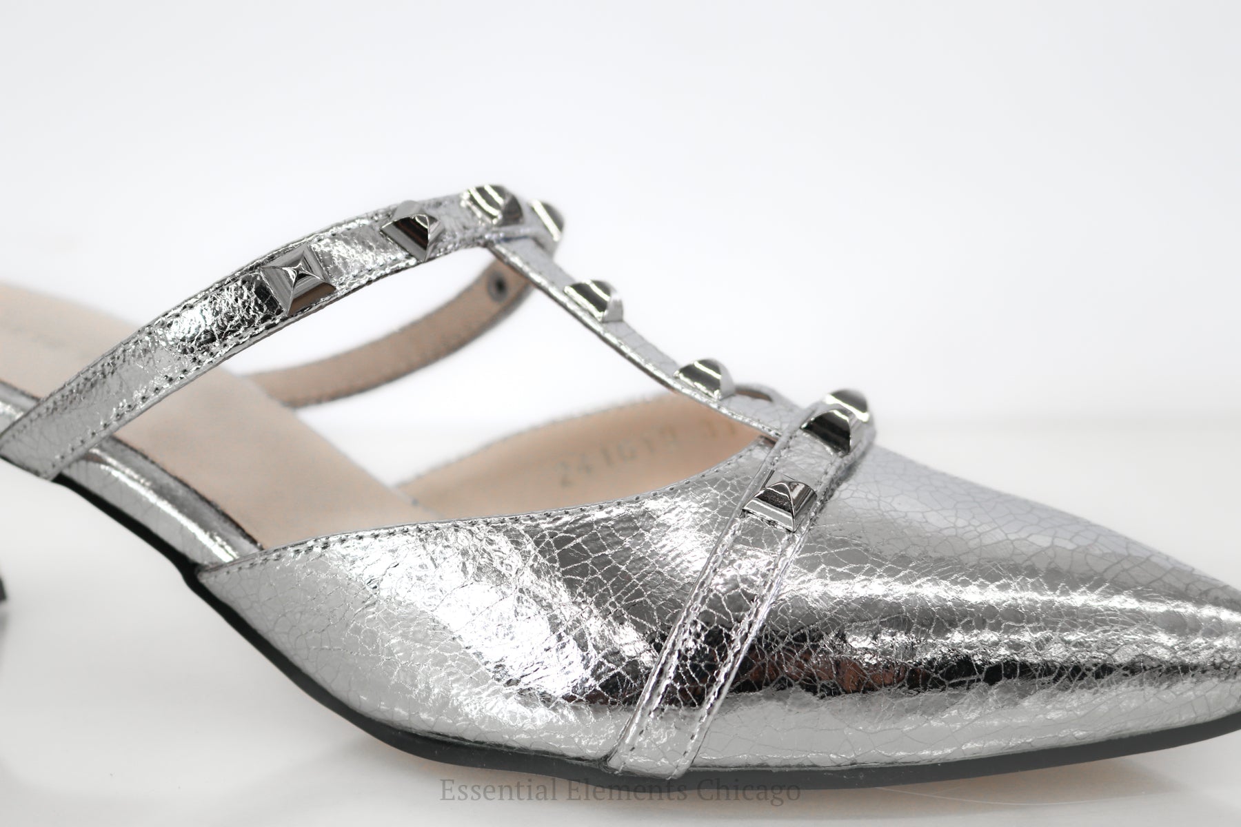 All Black Studley T Mule, Silver - Essential Elements Chicago