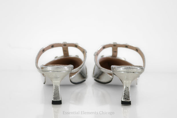 All Black Studley T Mule, Silver - Essential Elements Chicago
