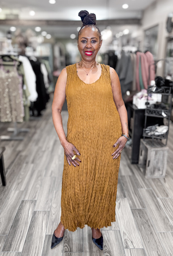 Alquema Havana Dress, Gold - Essential Elements Chicago