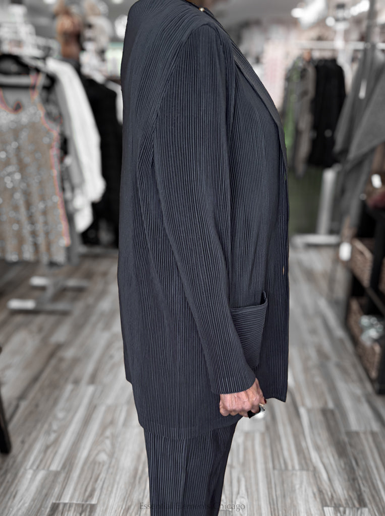 Alquema Plisse Blazer, Black - Essential Elements Chicago