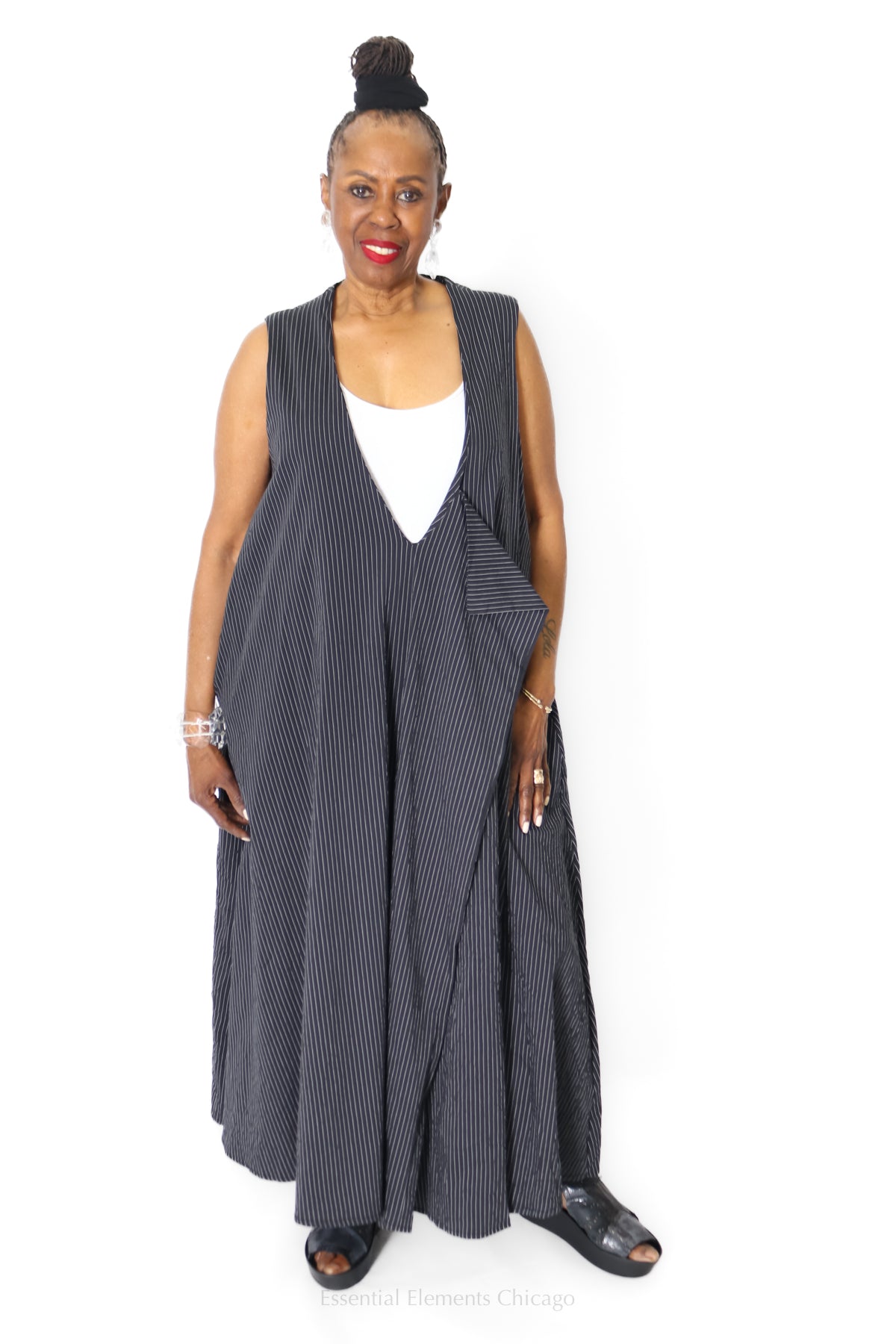 Amma Shaula Tank Dress, Pinstripe - Essential Elements Chicago