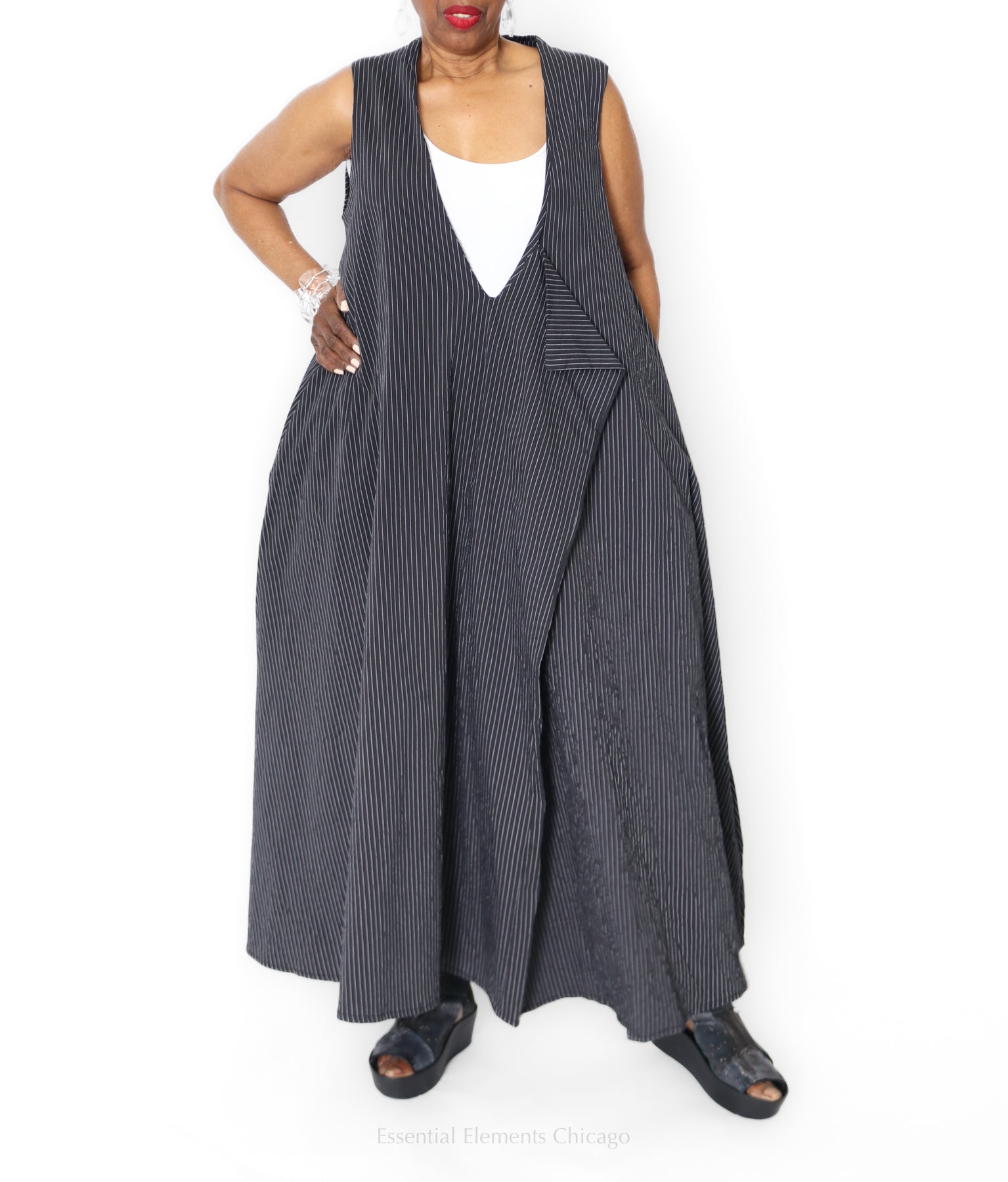 Amma Shaula Tank Dress, Pinstripe - Essential Elements Chicago