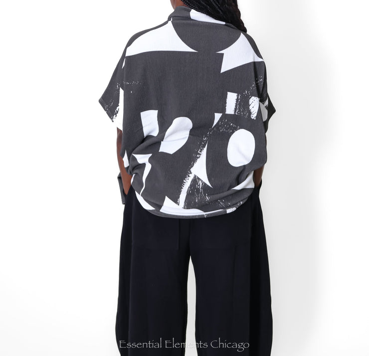 Andrea Geer Knit Tunic, Black & White - Essential Elements Chicago