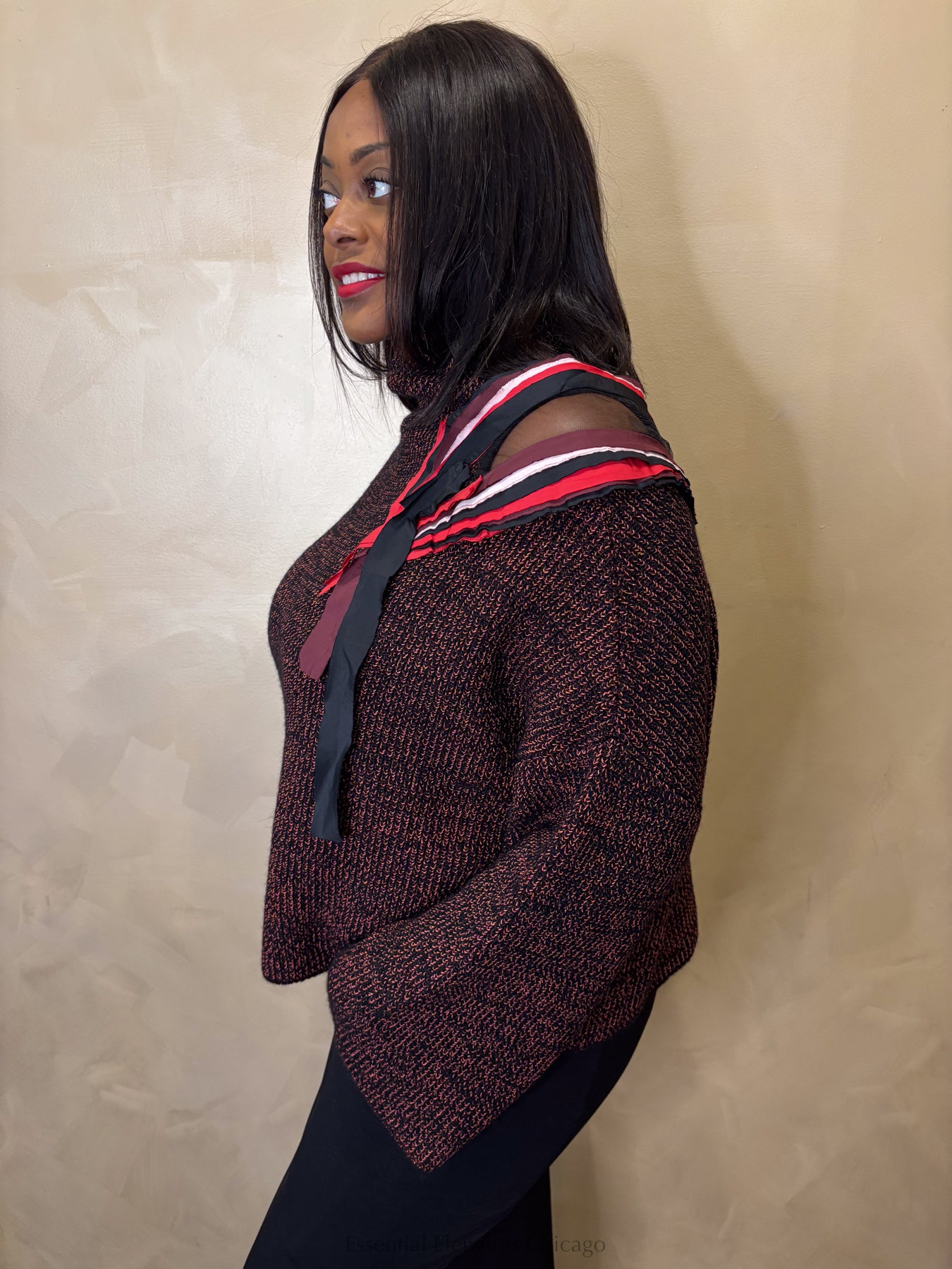 Bize Mesh Shoulder Sweater - Essential Elements Chicago