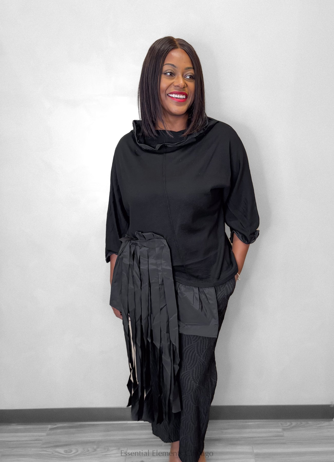 Bize Wired Collar Top - Black