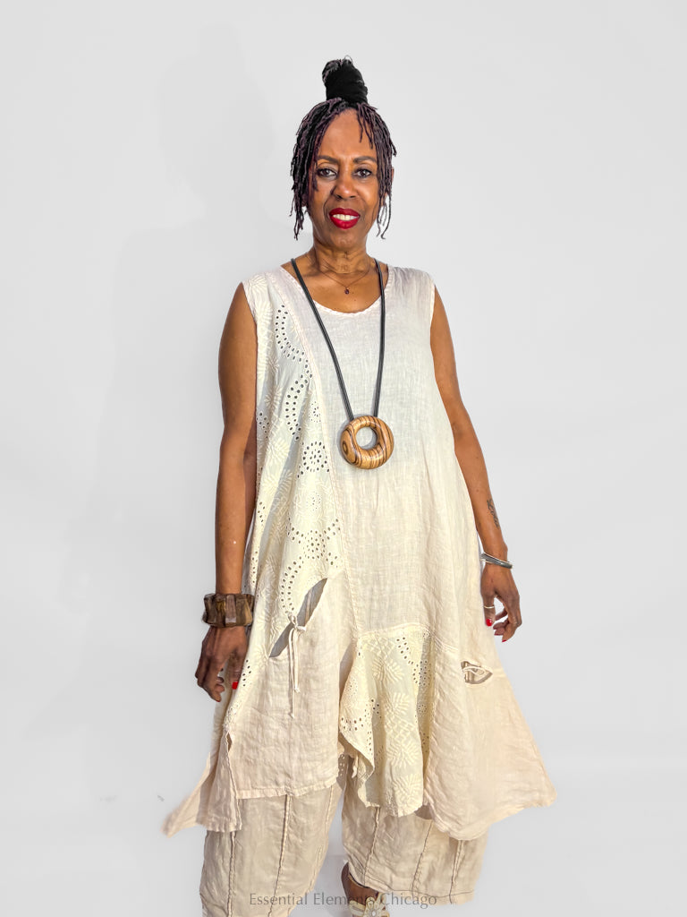 Bodil Eyelet Short Dress, Ivory - Essential Elements Ivory / XL Bodil Eyelet Short Dress, Ivory - Essential Elements Ivory / XL