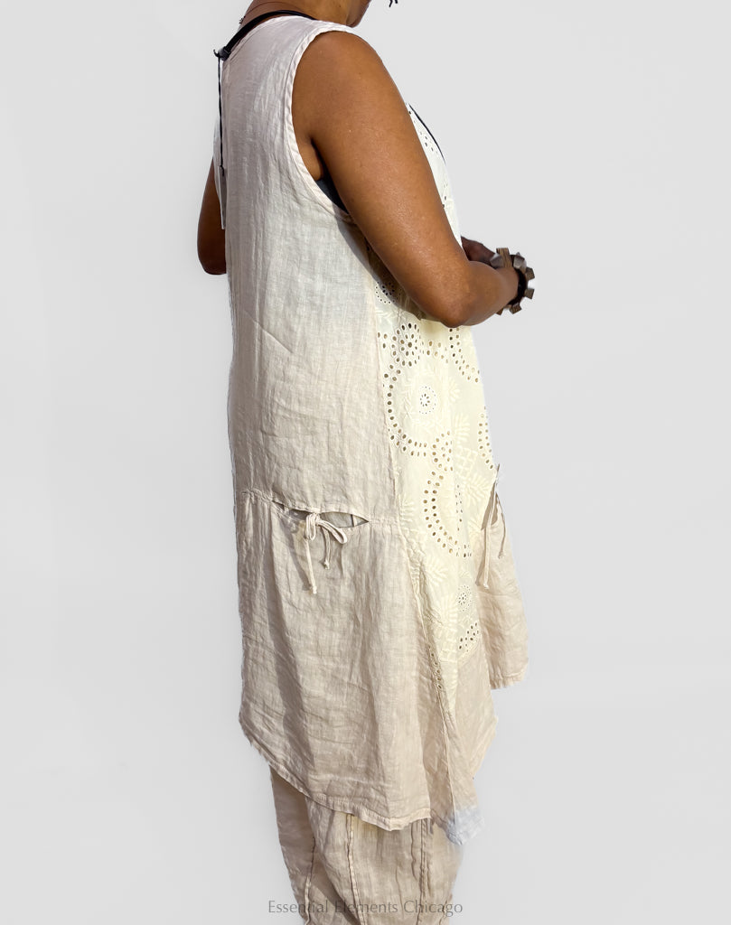 Bodil Eyelet Short Dress, Ivory - Essential Elements Chicago