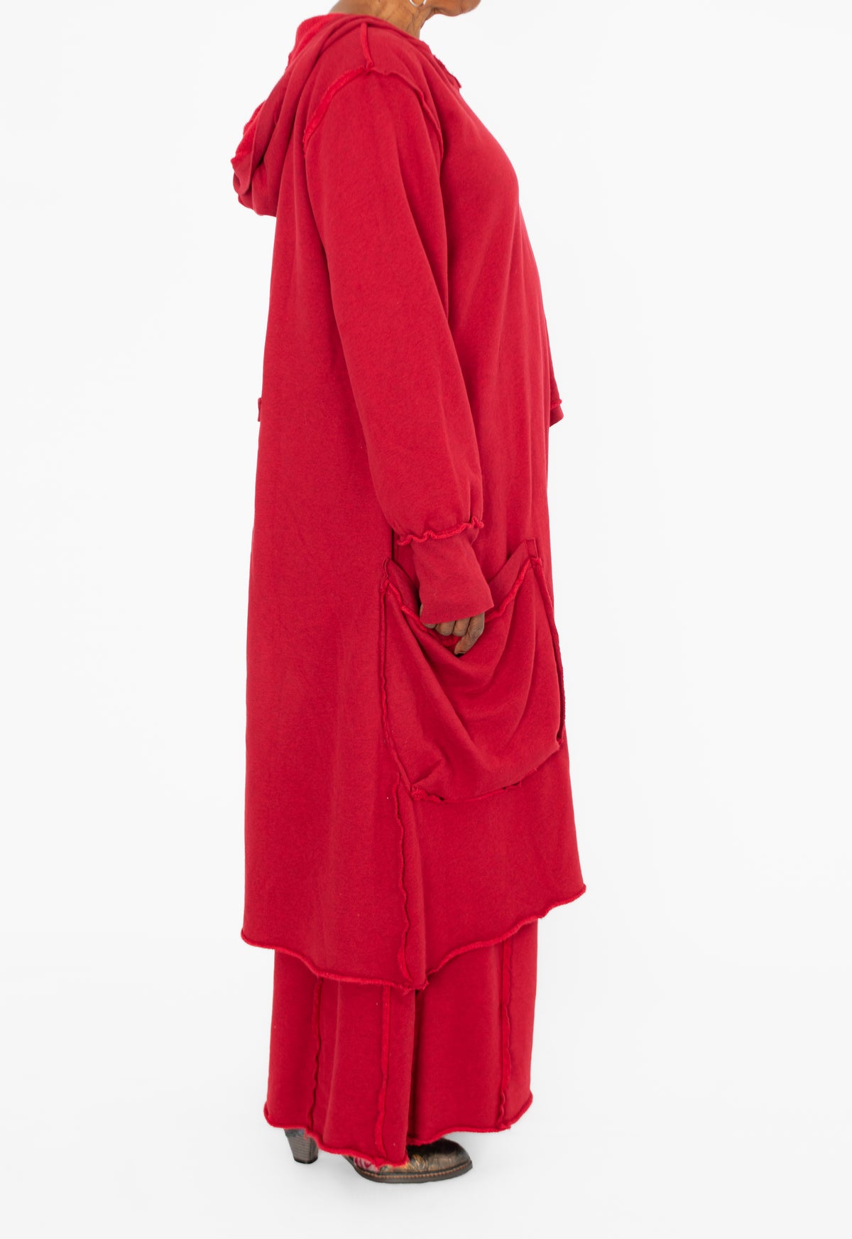 Bodil Hooded Pocket Top, Scarlet - Essential Elements Chicago