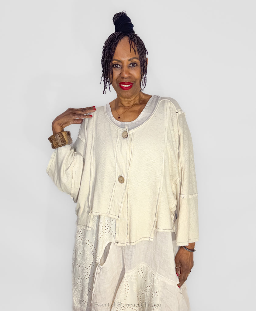 Bodil Knit Crop Jacket, Ivory - Essential Elements Chicago