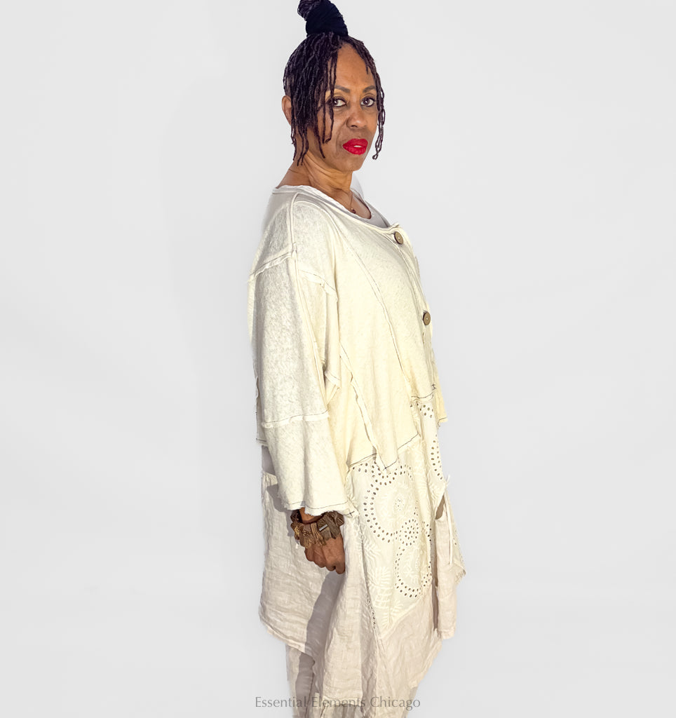 Bodil Knit Crop Jacket, Ivory - Essential Elements Chicago