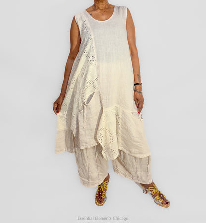 Bodil Seamed Pant, Ivory - Essential Elements Chicago