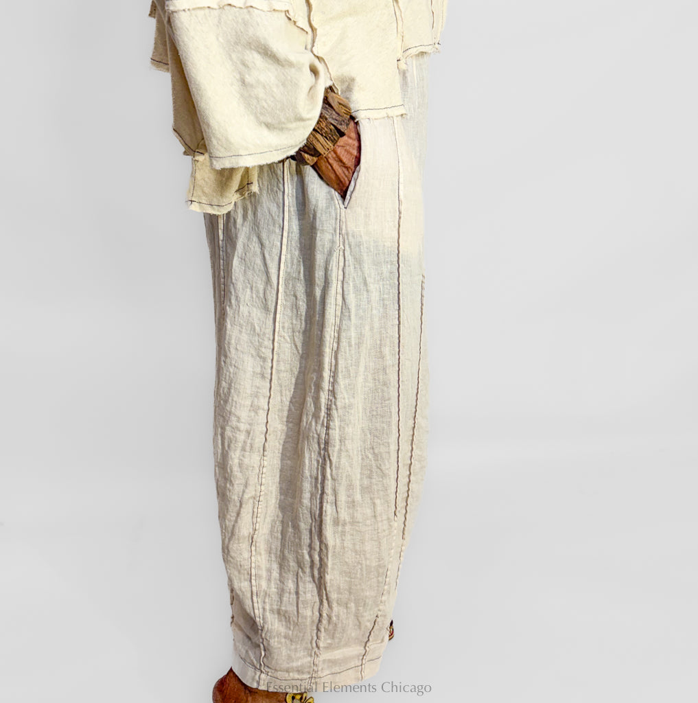 Bodil Seamed Pant, Ivory - Essential Elements Chicago