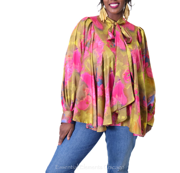 Bow Flow Blouse, Pink - Essential Elements Chicago