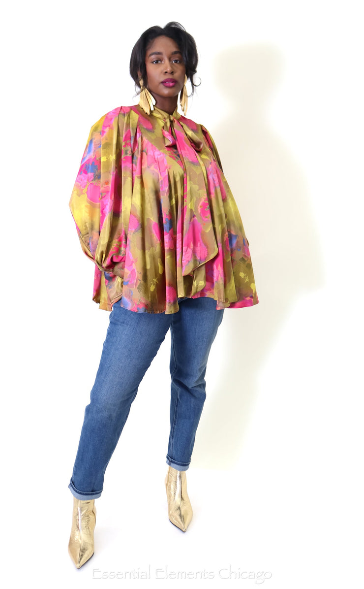 Bow Flow Blouse, Pink - Essential Elements Chicago