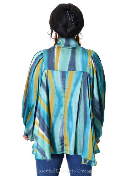 Bow Flow Blouse, Turquioise - Essential Elements Chicago