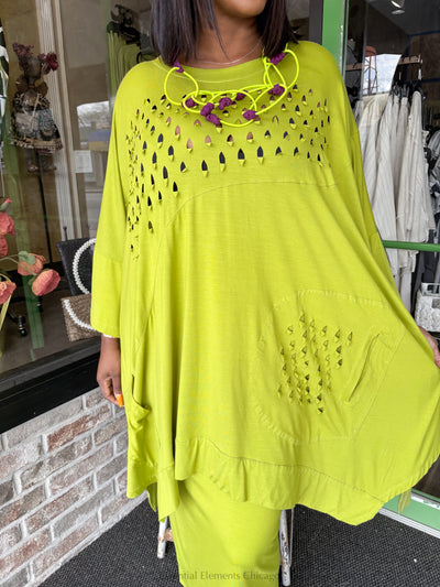 Bread & Butter Cutout Dress, Lime - Essential Elements Chicago