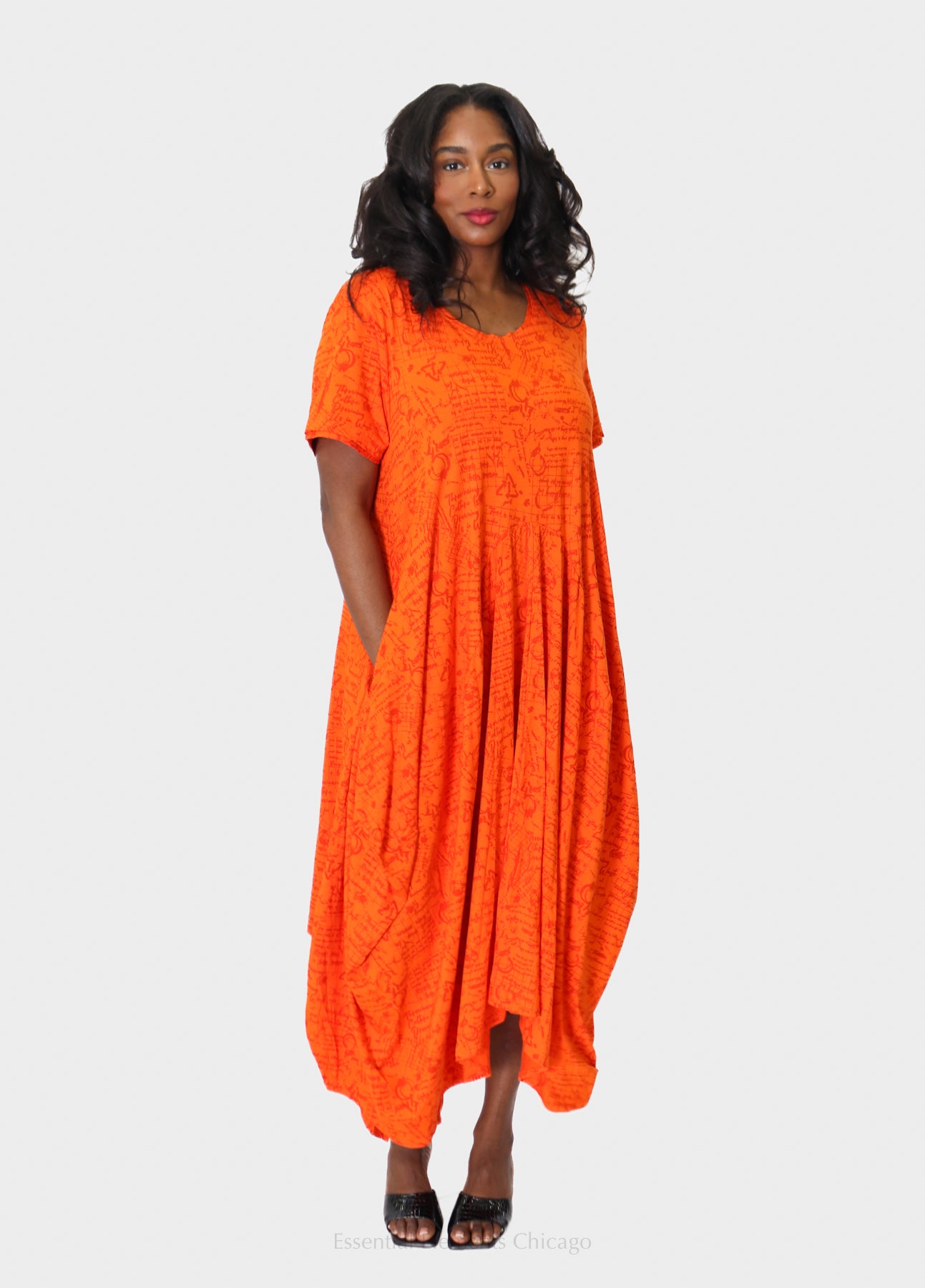Bread & Butter Draped Dress, Orange - Essential Elements Chicago