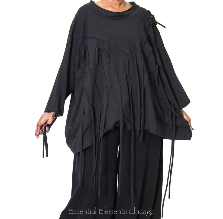 Bread & Butter Fringe Top, Black - Essential Elements Chicago