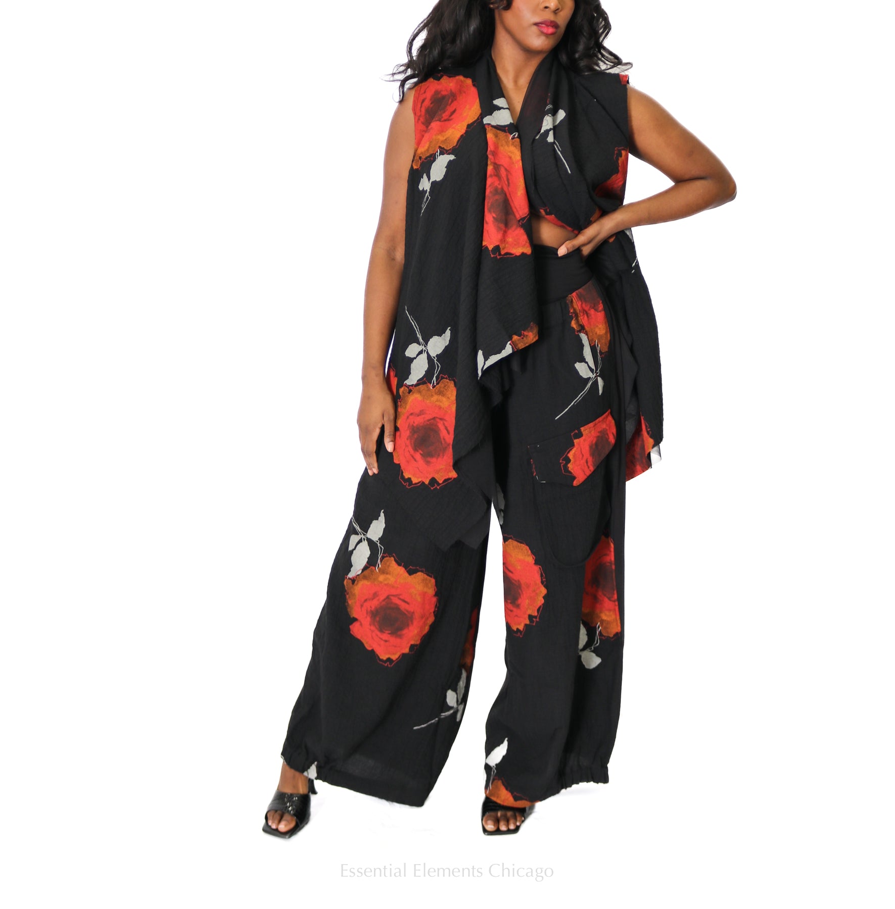 Bread & Butter Linen Floral Vest - Essential Elements Chicago