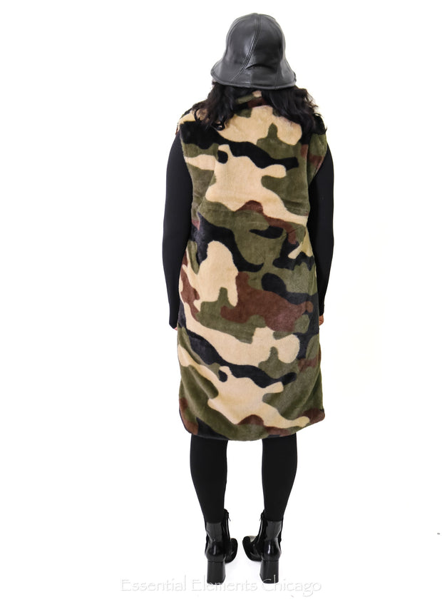 Cameron Camo Faux Fur Vest - Essential Elements Chicago