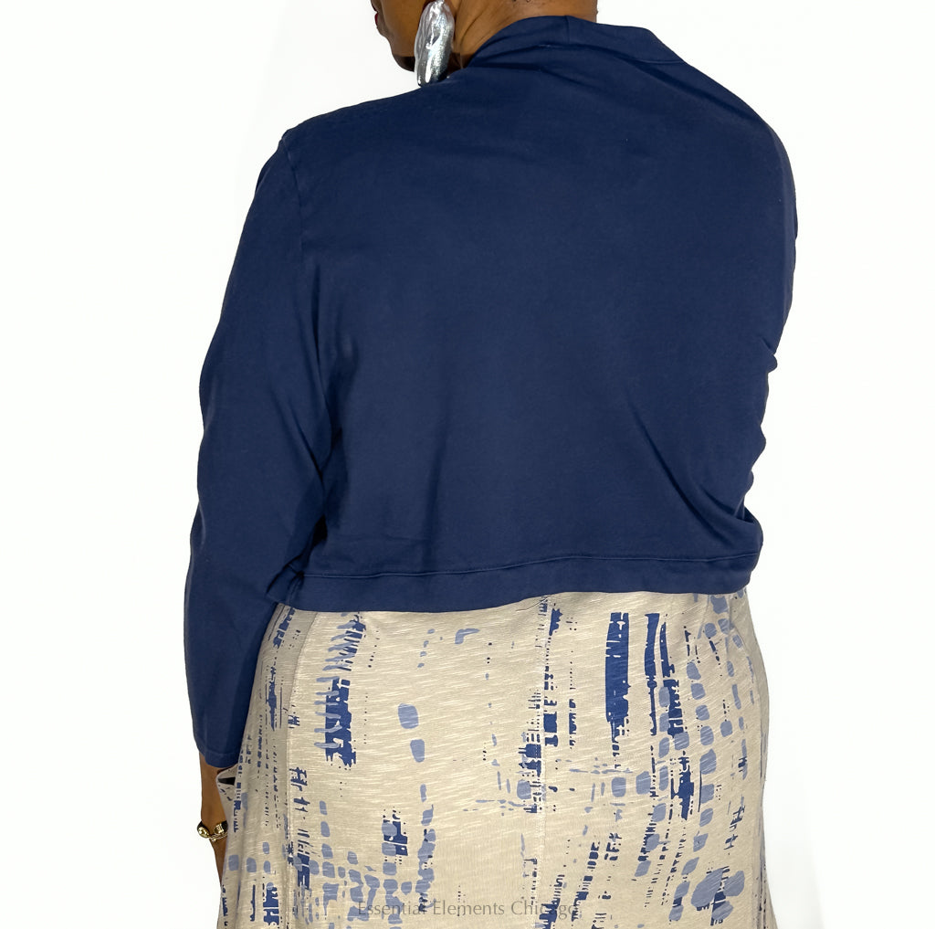 Cotton Lani Bolero Jacket, Navy - Essential Elements Chicago
