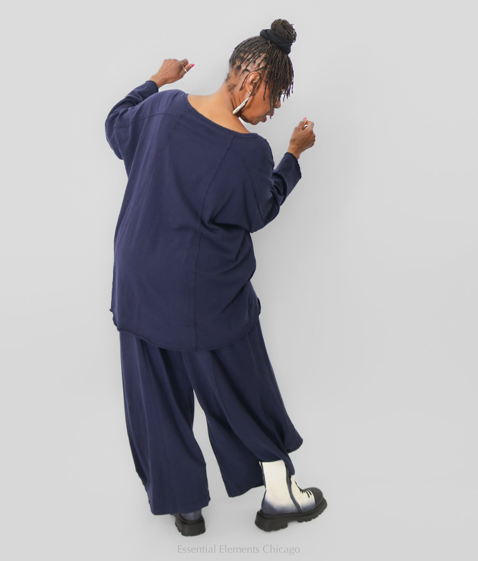 Cotton Lani Boxy Tunic, Navy - Essential Elements Chicago