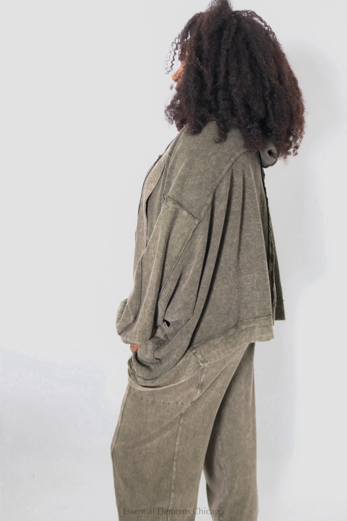 Cotton Lani Cocoon Cardi - Olive - Essential Elements Chicago
