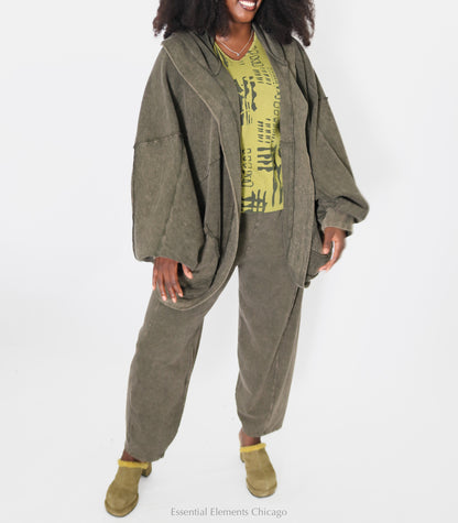 Cotton Lani Cocoon Cardi - Olive - Essential Elements Chicago