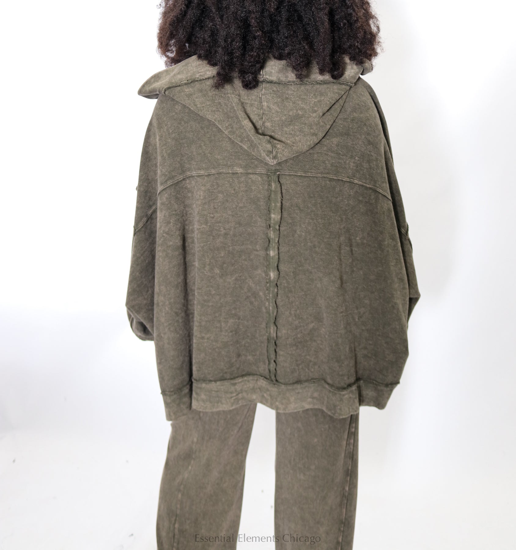 Cotton Lani Cocoon Cardi - Olive - Essential Elements Chicago