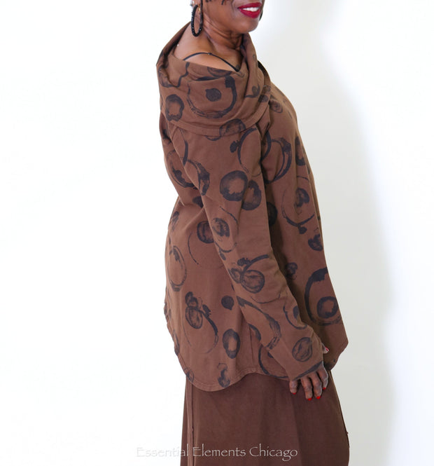 Cotton Lani Cowl Top, Brown - Essential Elements Chicago