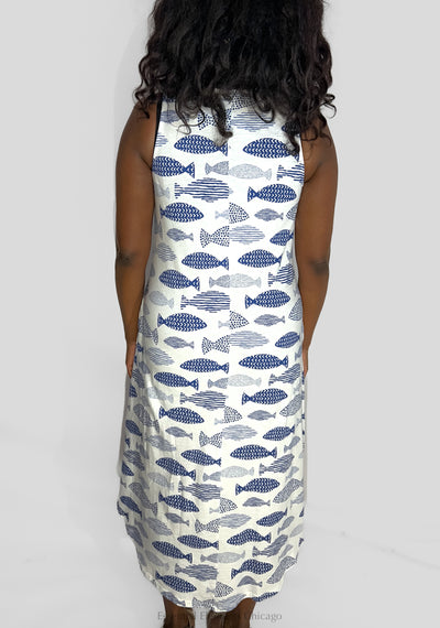 Cotton Lani Scoopneck Dress, White - Essential Elements Chicago