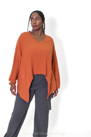 Cotton Lani V-Neck Knit Top - Essential Elements Chicago