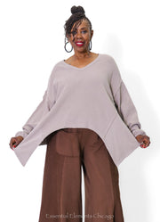 Cotton Lani V-Neck Knit Top - Essential Elements Chicago