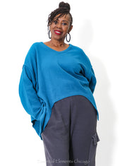 Cotton Lani V-Neck Knit Top - Essential Elements Chicago