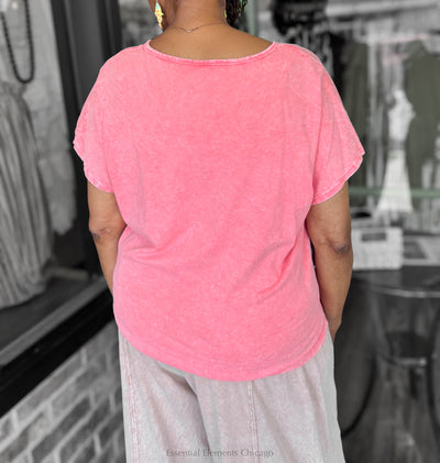 Cotton Lani Vneck Tee, Coral - Essential Elements Chicago