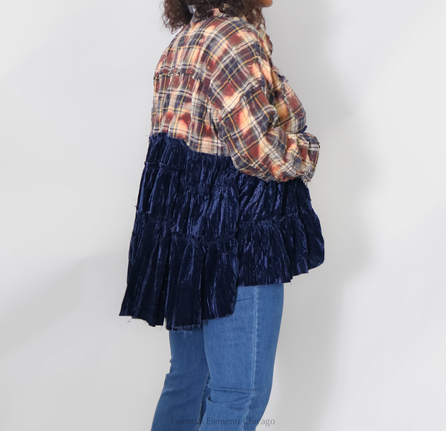 Crushed Velvet Plaid Shirt