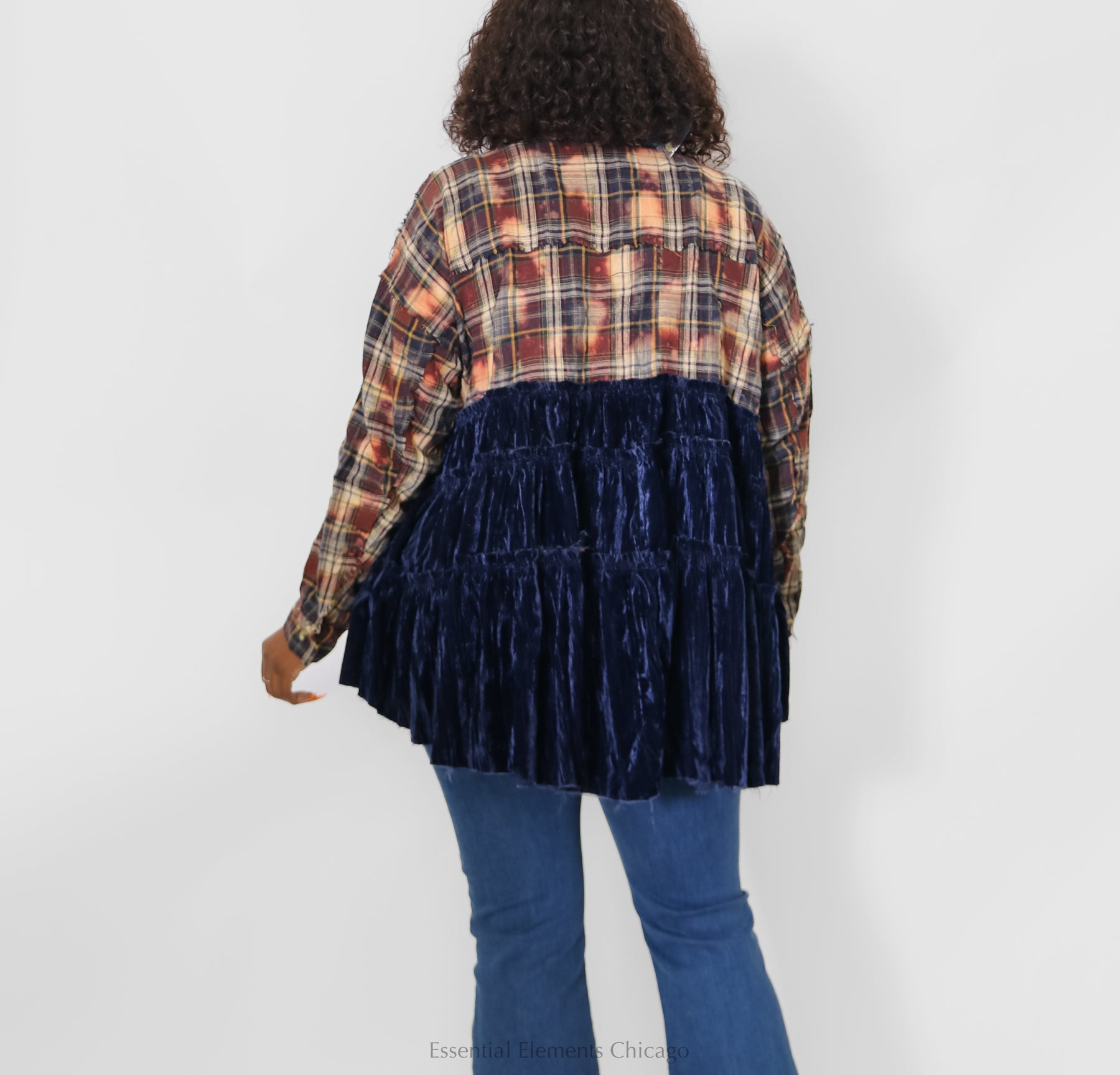Crushed Velvet Plaid Shirt