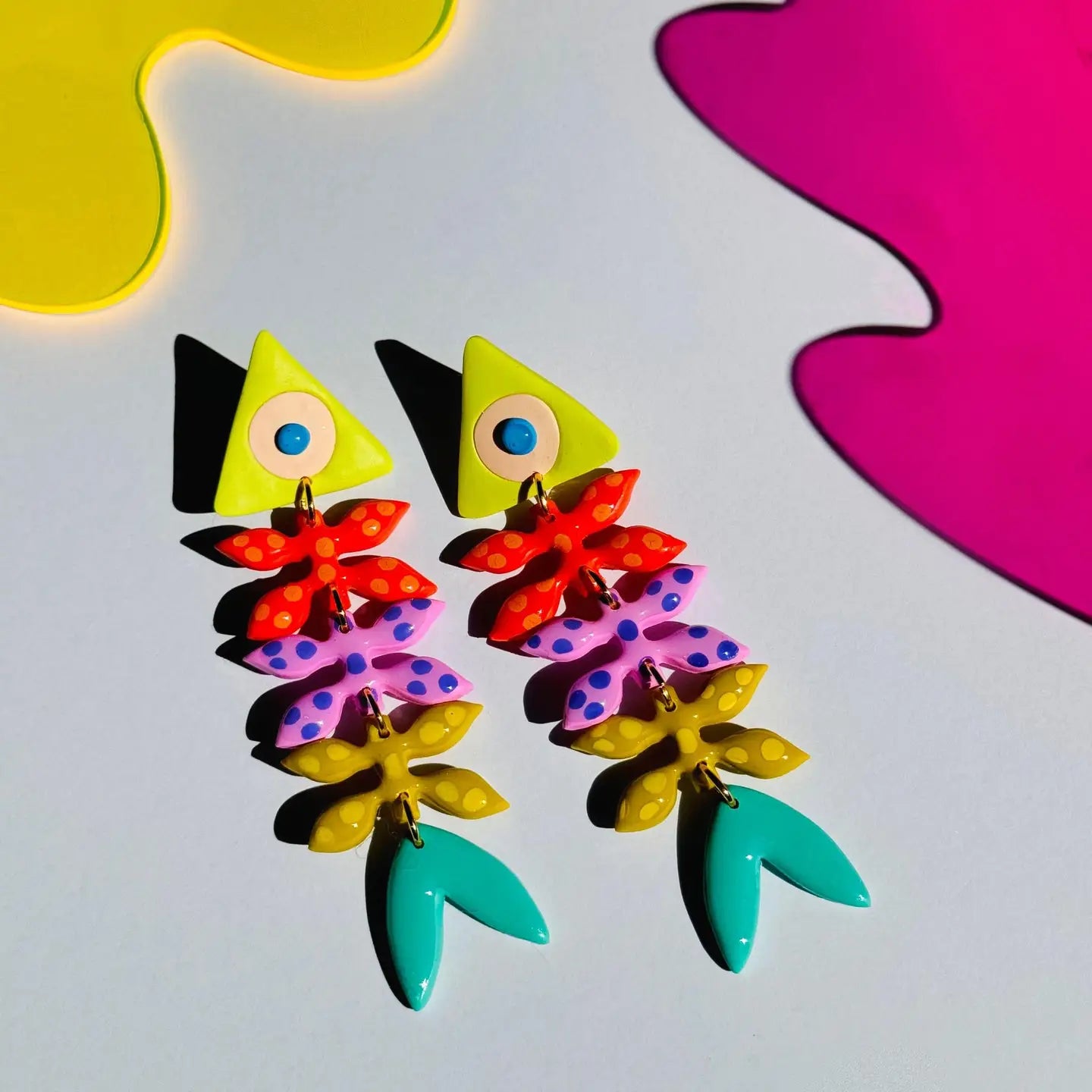 Delaney and Blu Colorful Bone Fish Earrings - Essential Elements Chicago
