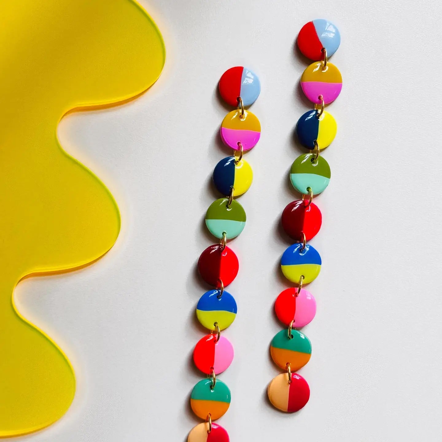 Delaney and Blu Long Circle Colorblock Earrings - Essential Elements Chicago