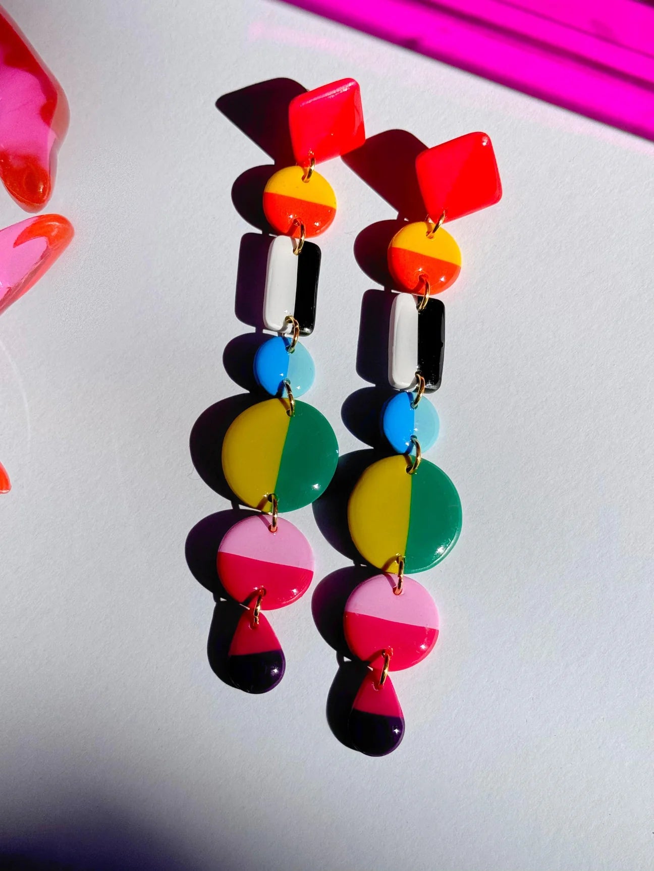 Delaney & Blu Pink & Red Top Stripes Earrings - Essential Elements Chicago